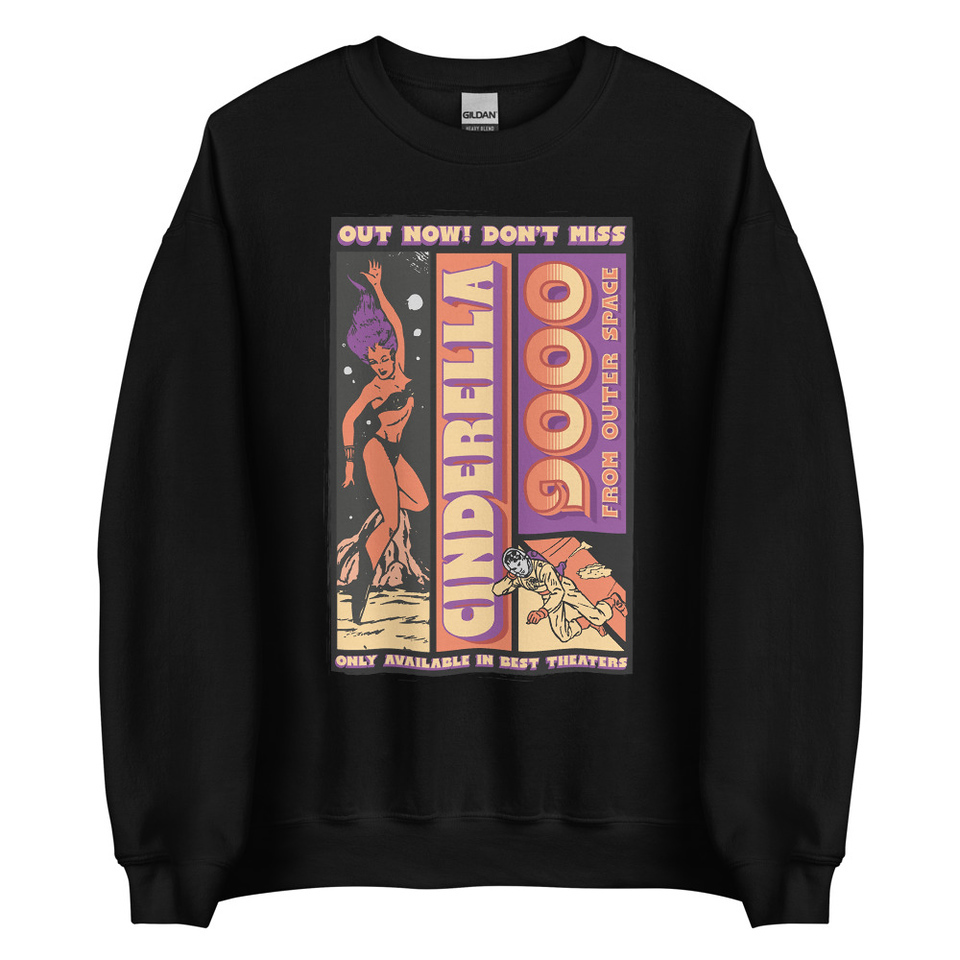 Cinderella 9000 - Retro Astronaut Unisex Crew Neck Sweatshirt