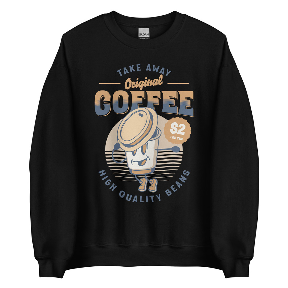 Coffee Cup - Comics Mascot Unisex Crew Neck Sweatshirt