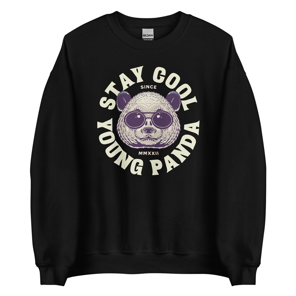 Cool Panda with Sunglasses -  Unisex Crew Neck Sweatshirt
