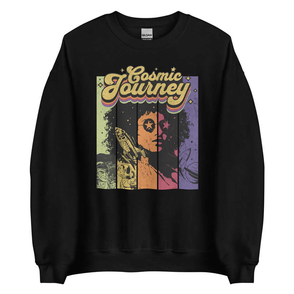Cosmic Journey Rainbow Retro Unisex Crew Neck Sweatshirt
