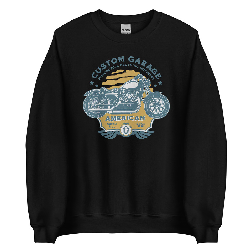 Custom Garage - Motorcycle Unisex Crew Neck Sweatshirt