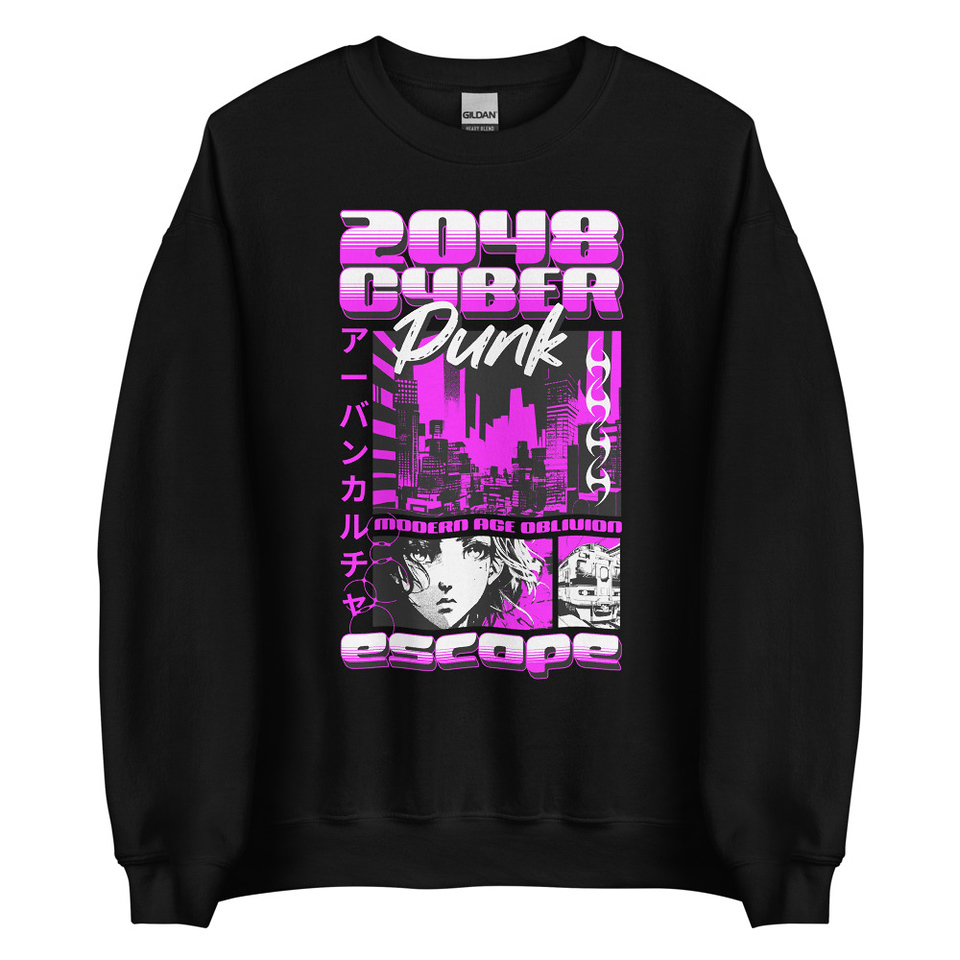 Cyber Punk Escape - Japanese Anime Unisex Crew Neck Sweatshirt