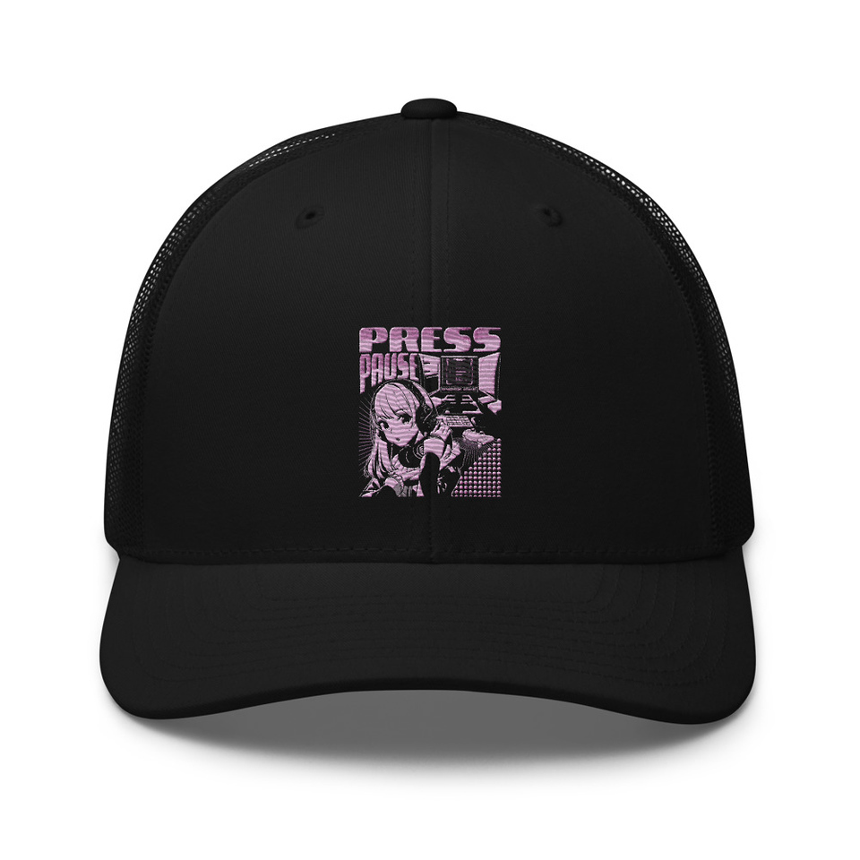 'Press Pause' Anime Gaming Retro Trucker Hat