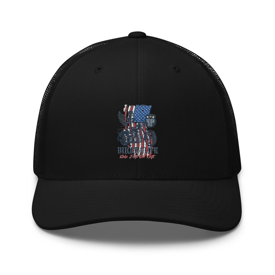 American Biker for Life Retro Trucker Hat