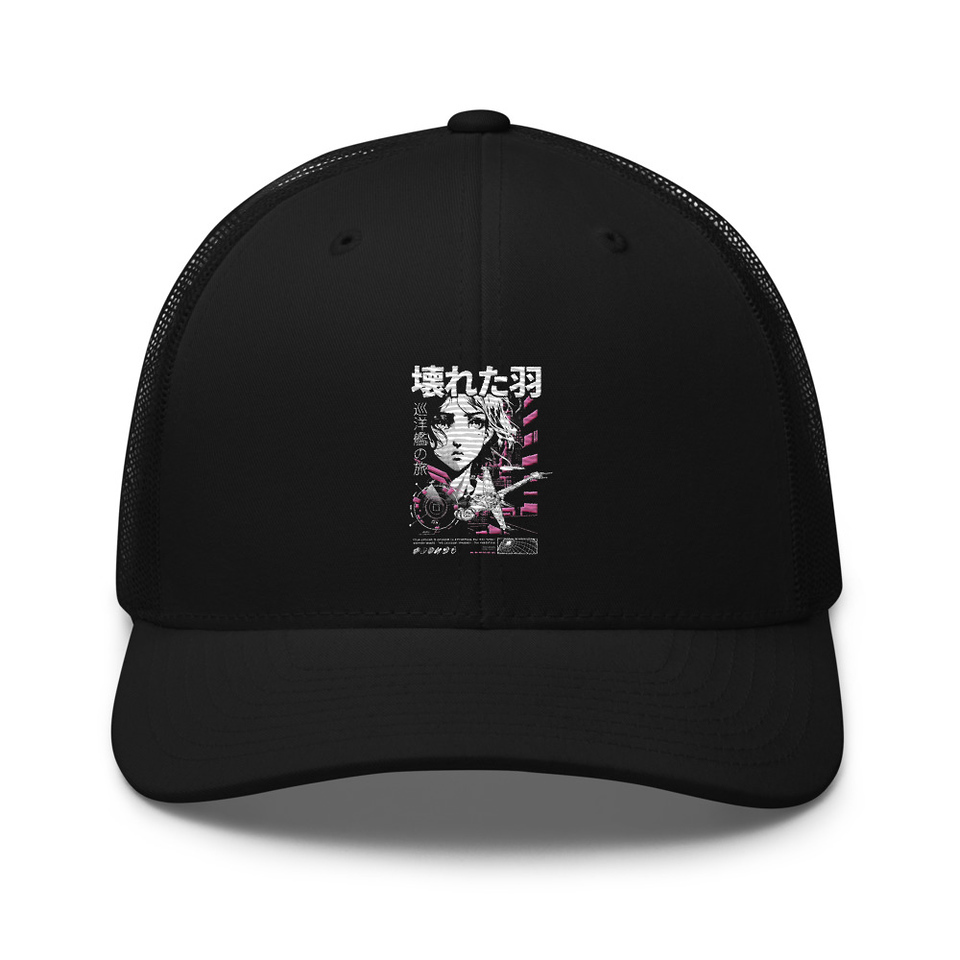 Anime Broken Wings - Neon Japanese Style Retro Trucker Hat
