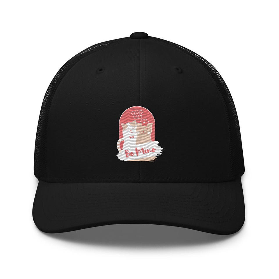 Be Mine - Cute Cat Couple Retro Trucker Hat