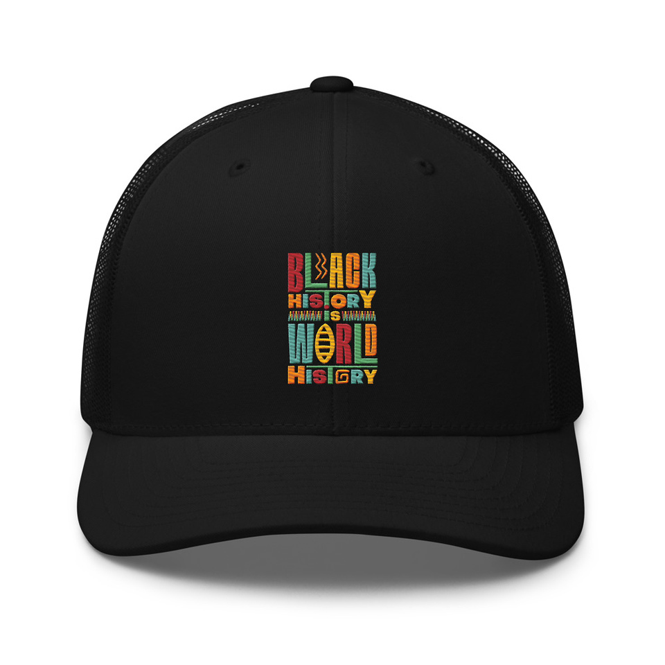 Black History Is World History - Colorful Typography Retro Trucker Hat