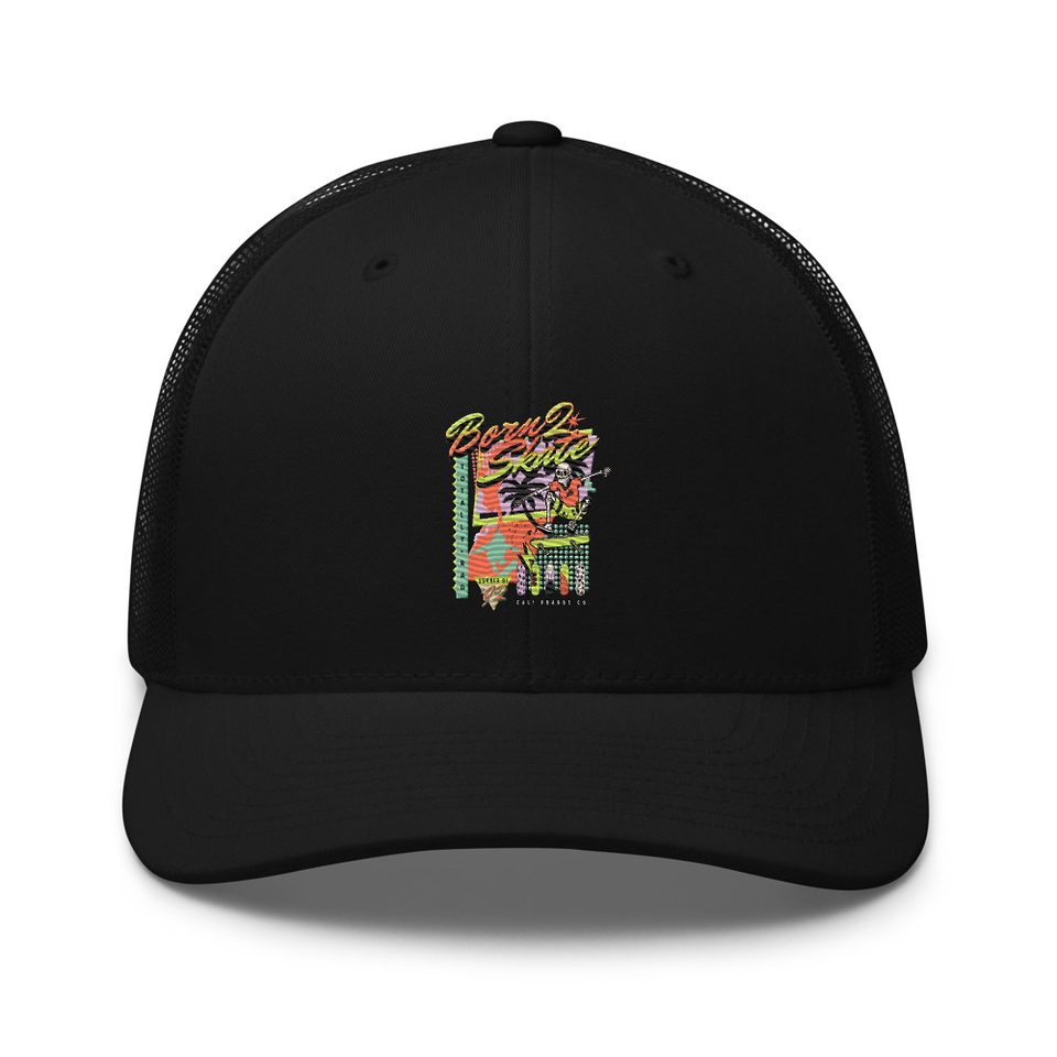 Born 2 Skate - Retro Skeleton Retro Trucker Hat