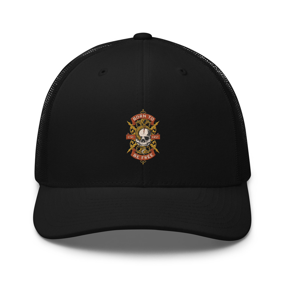 Born To Be Free - Skull Retro Trucker Hat