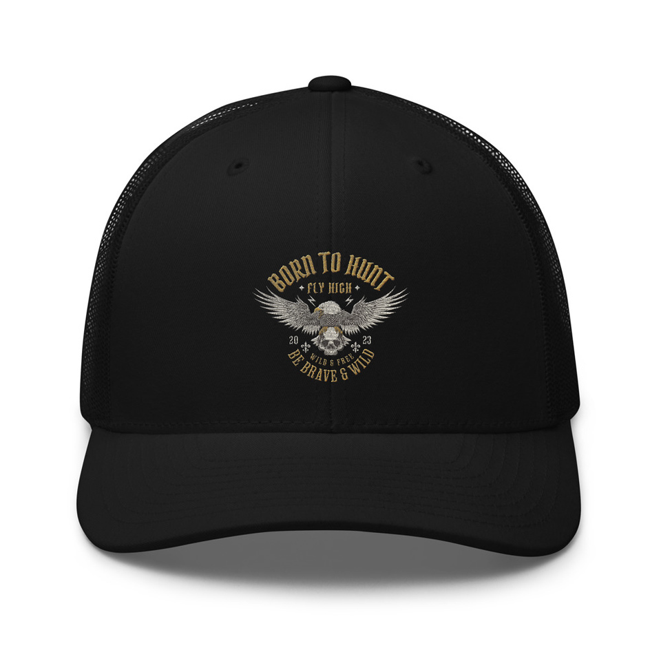 BORN TO HUNT- BE BRAVE & WILD Retro Trucker Hat