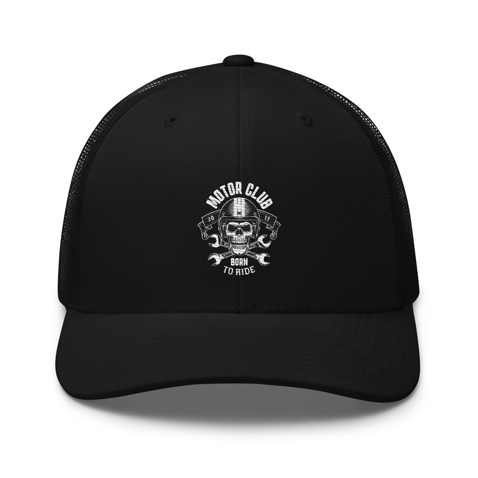 Born to Ride - Biker Club Skull  Retro Trucker Hat