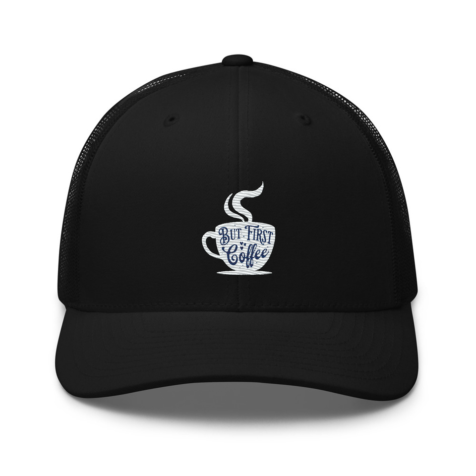 But First Coffee - Hand Lettering Typography Retro Trucker Hat