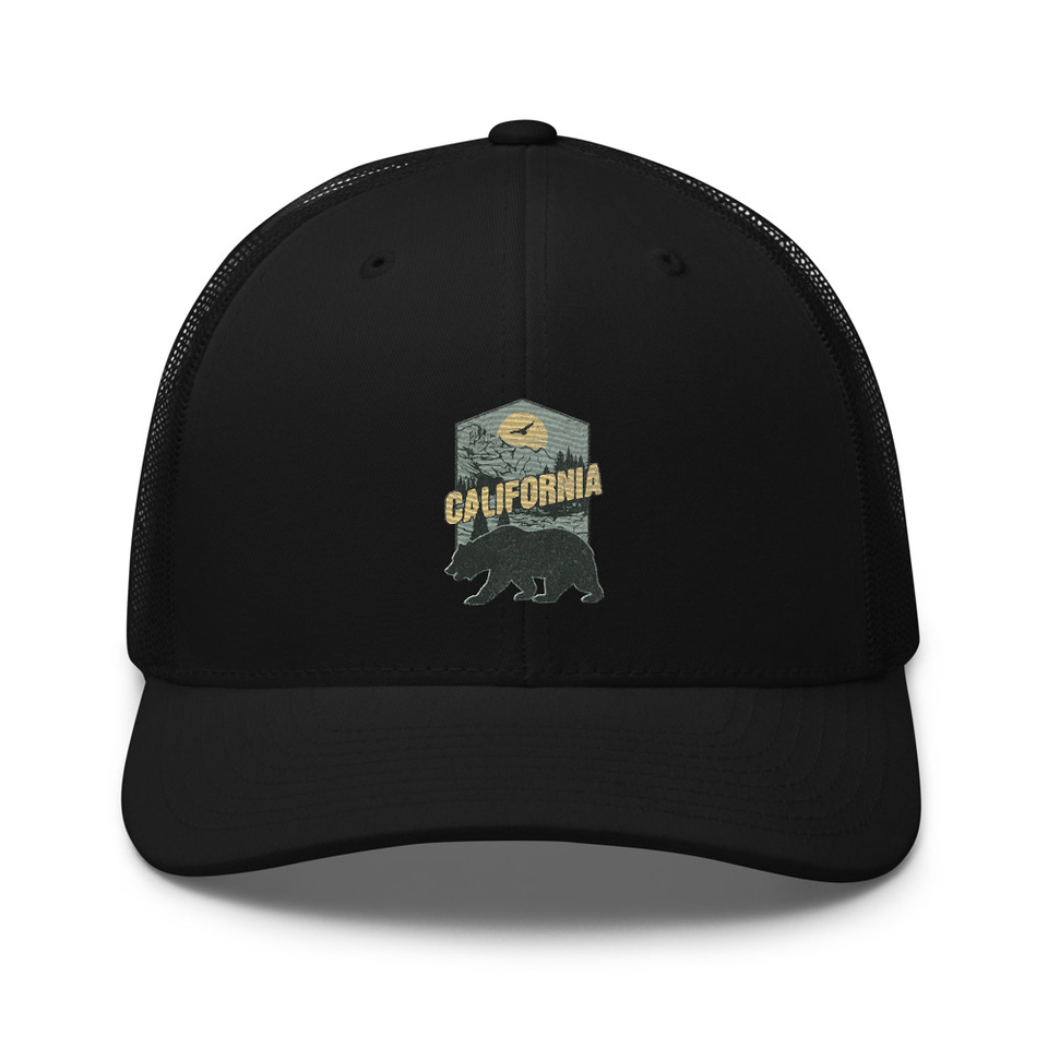 California Bear - Outdoors Wilderness Camping Hiking Retro Trucker Hat
