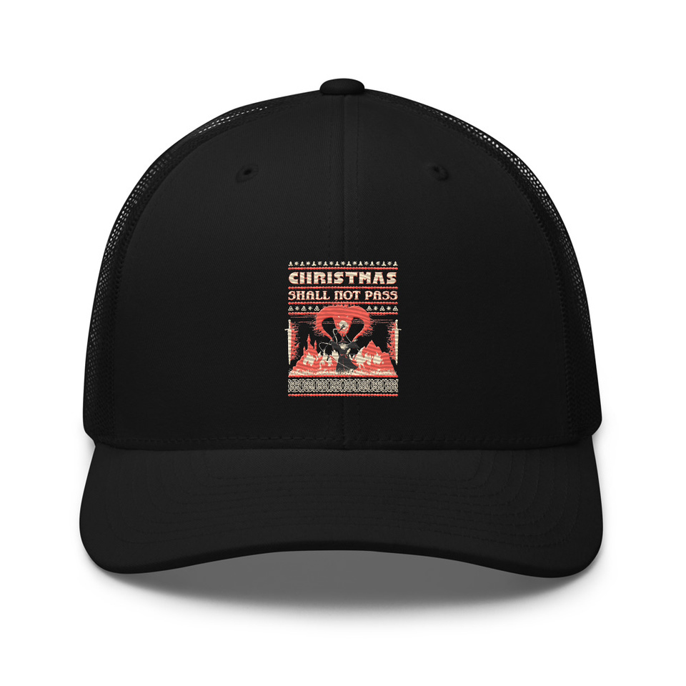 Christmas Shall Not Pass - Flaming Wizard Retro Trucker Hat