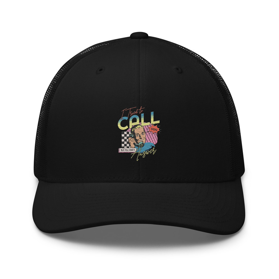 Classic Retro Illustrative Portrait Men Calling Retro Trucker Hat