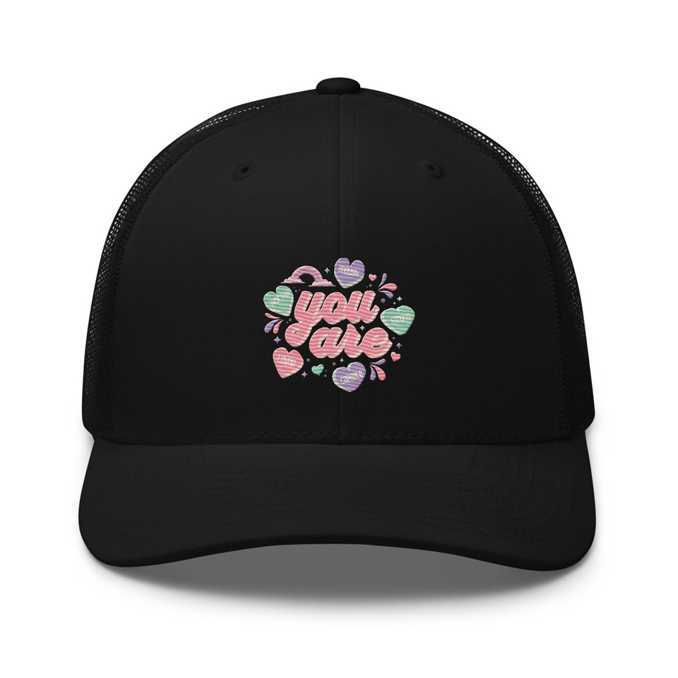 Colorful Self Love Affirmation - Heart Retro Trucker Hat