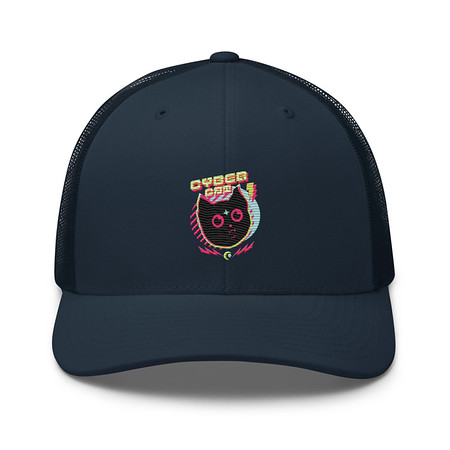 Cyber Cat - Neon Color Retro Trucker Hat