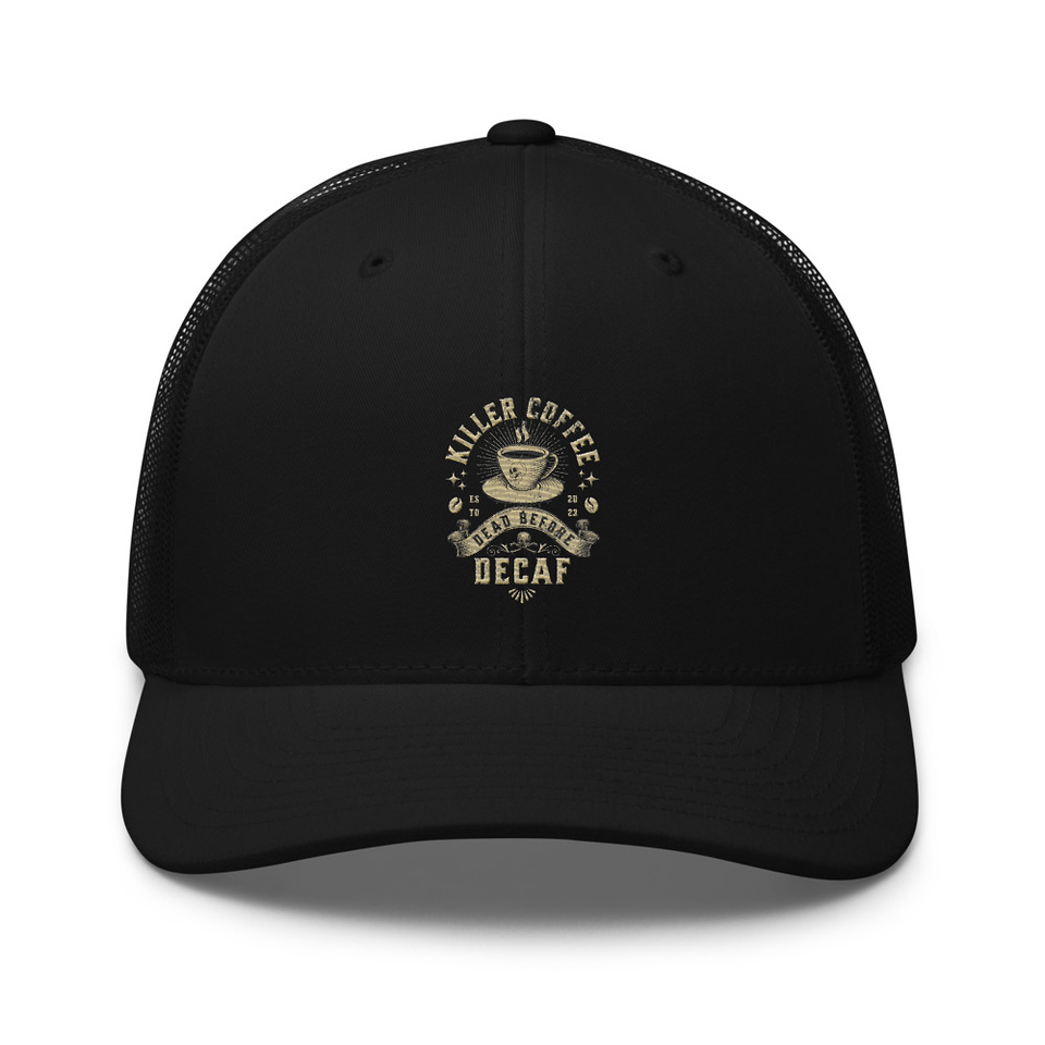 DEAD BEFORE DECAF Retro Trucker Hat