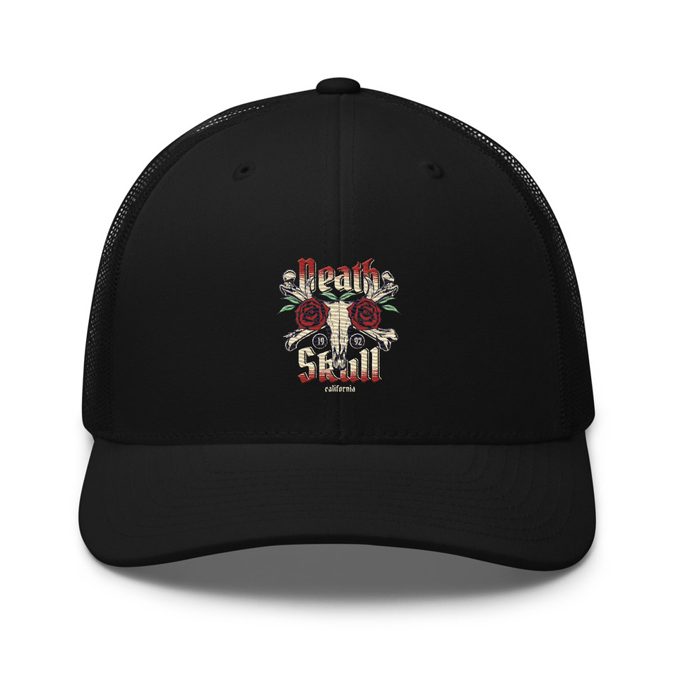 Death Skull - Flower Retro Trucker Hat