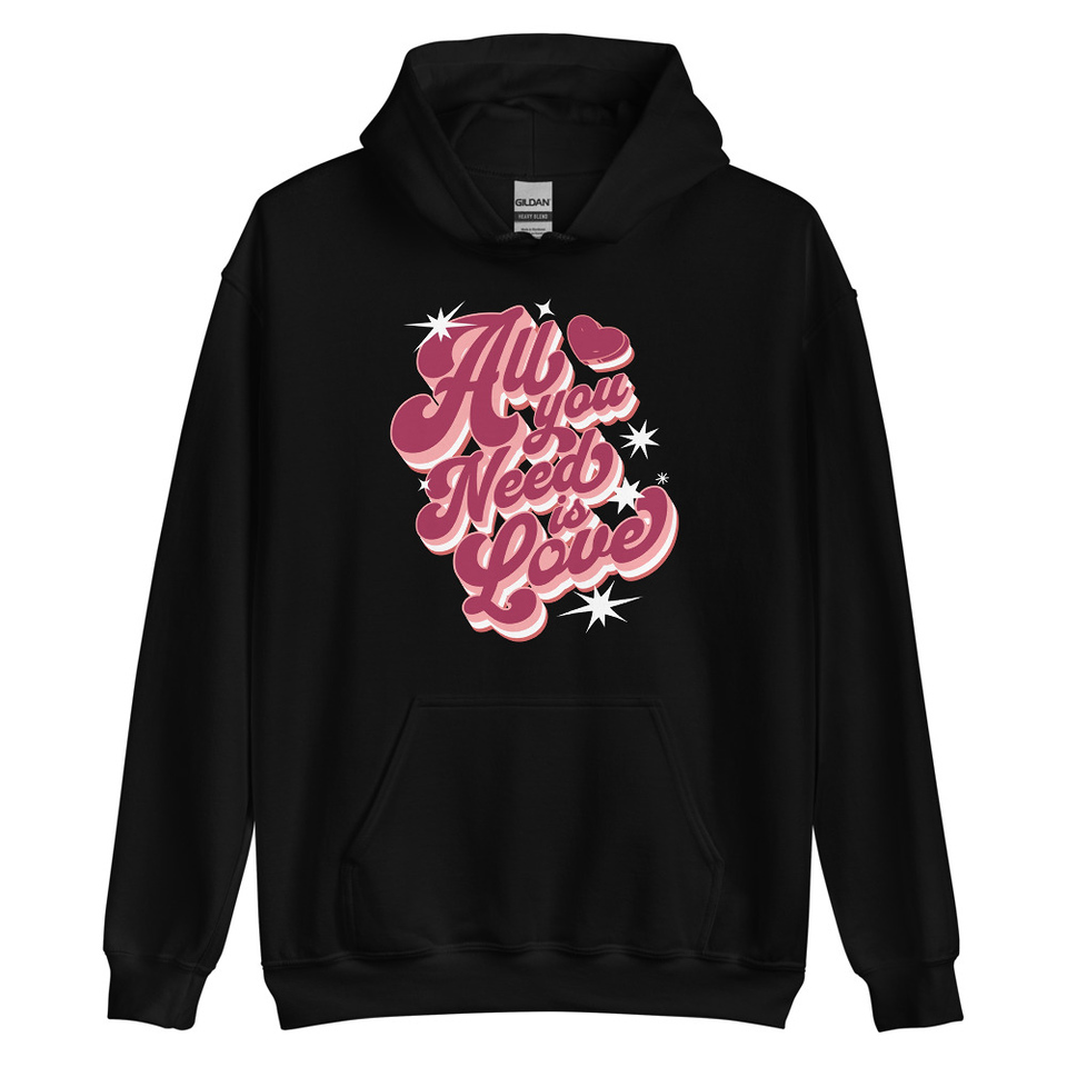 All You Need is Love - Retro Valentines Day Unisex Heavy Blend Hoodie
