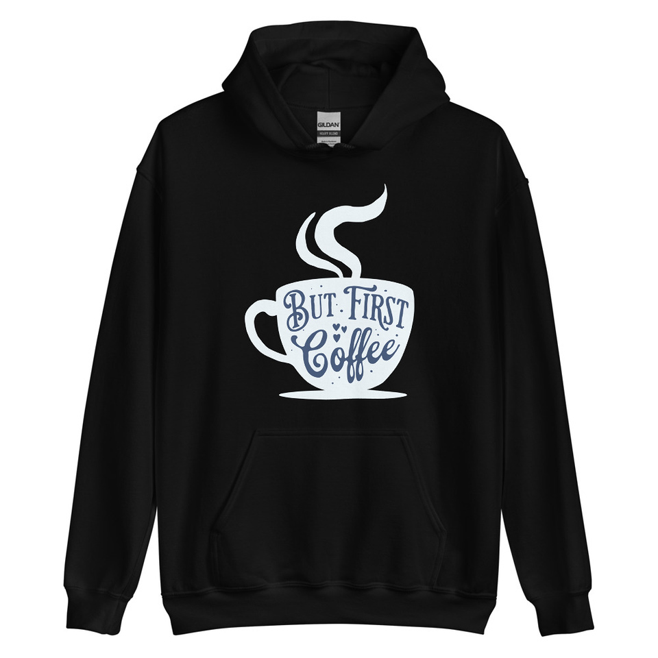 But First Coffee - Hand Lettering Typography Unisex Heavy Blend Hoodie