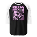 'Press Pause' Anime Gaming Unisex 3/4 Sleeve Raglan Shirt