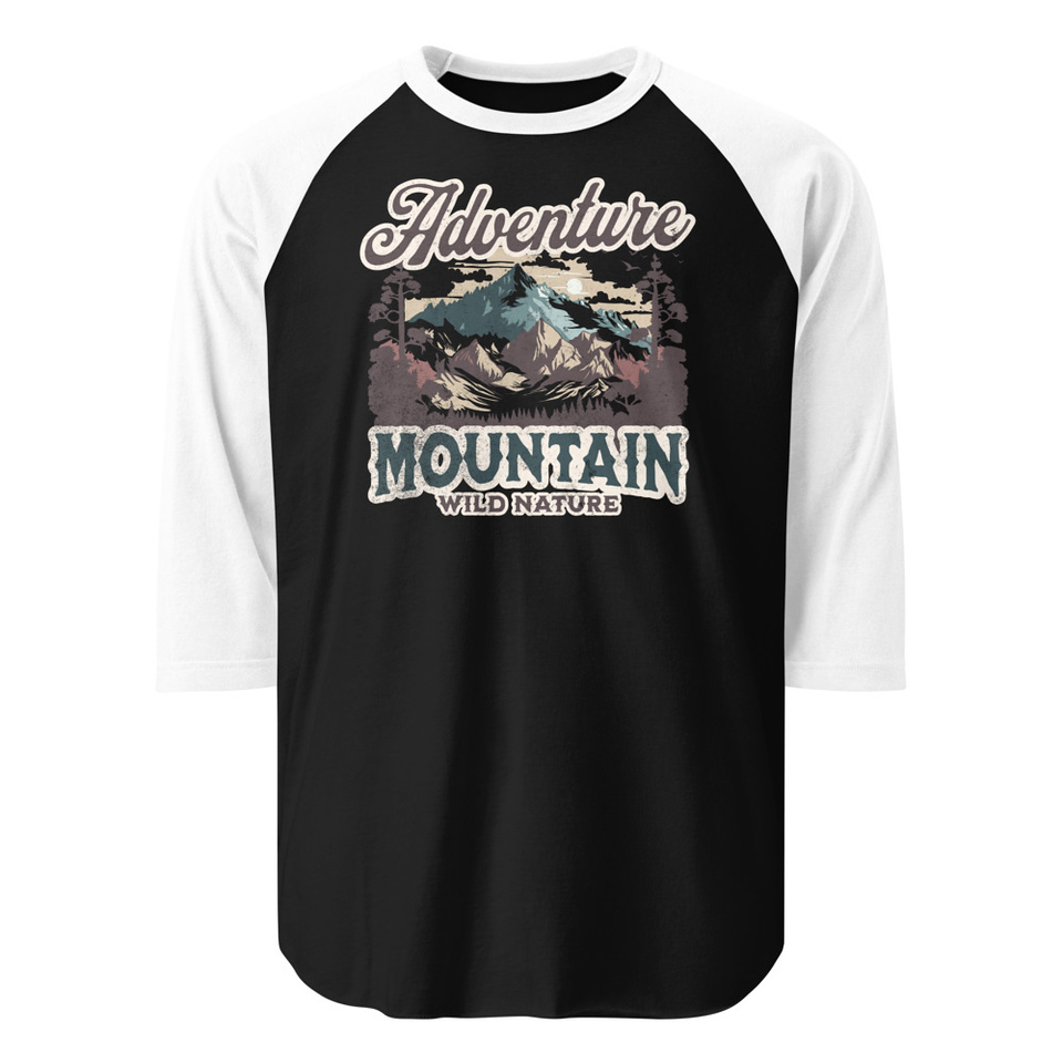 Adventure Mountain Wild Nature Unisex 3/4 Sleeve Raglan Shirt