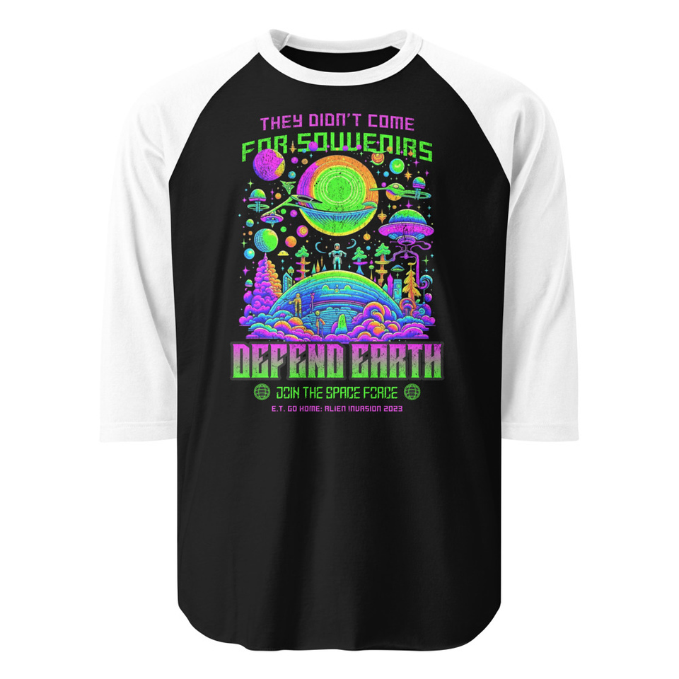 Alien Invasion Unisex 3/4 Sleeve Raglan Shirt