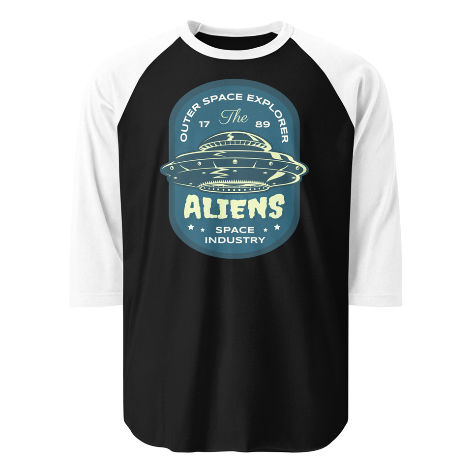 Aliens Outer Space Explorer - UFO Unisex 3/4 Sleeve Raglan Shirt