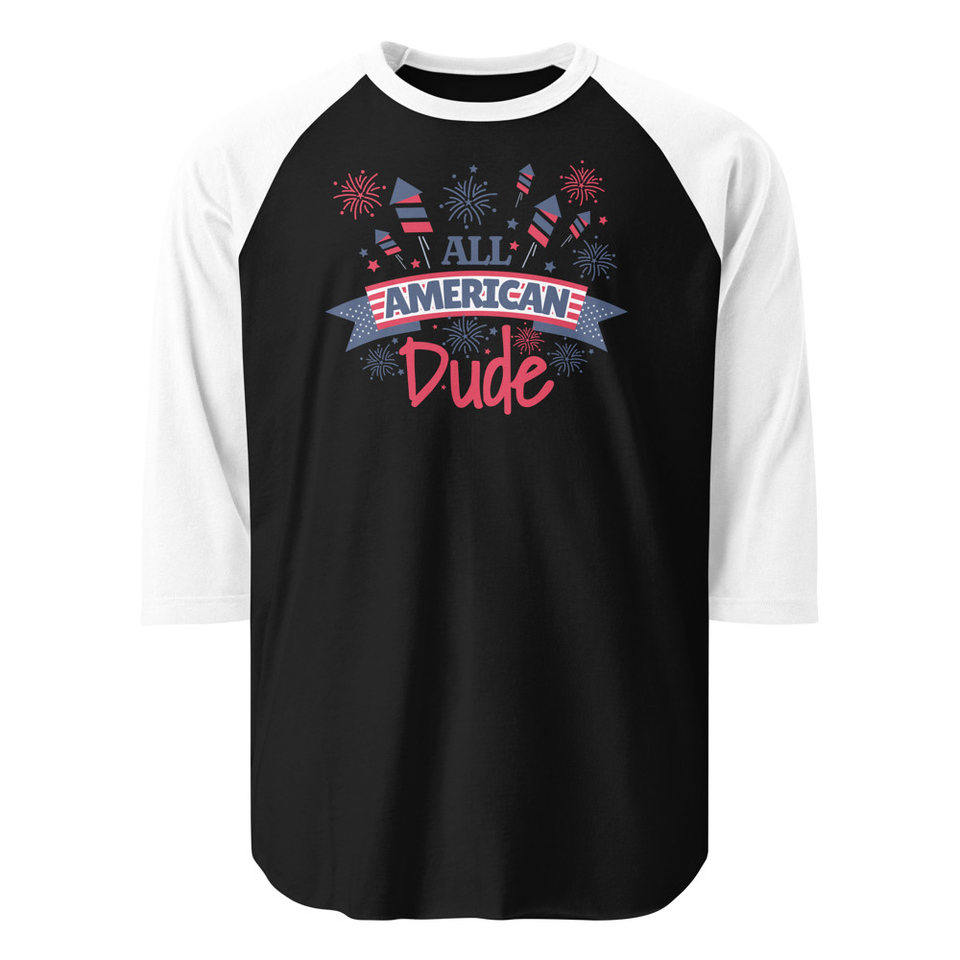 All American Unisex 3/4 Sleeve Raglan Shirt