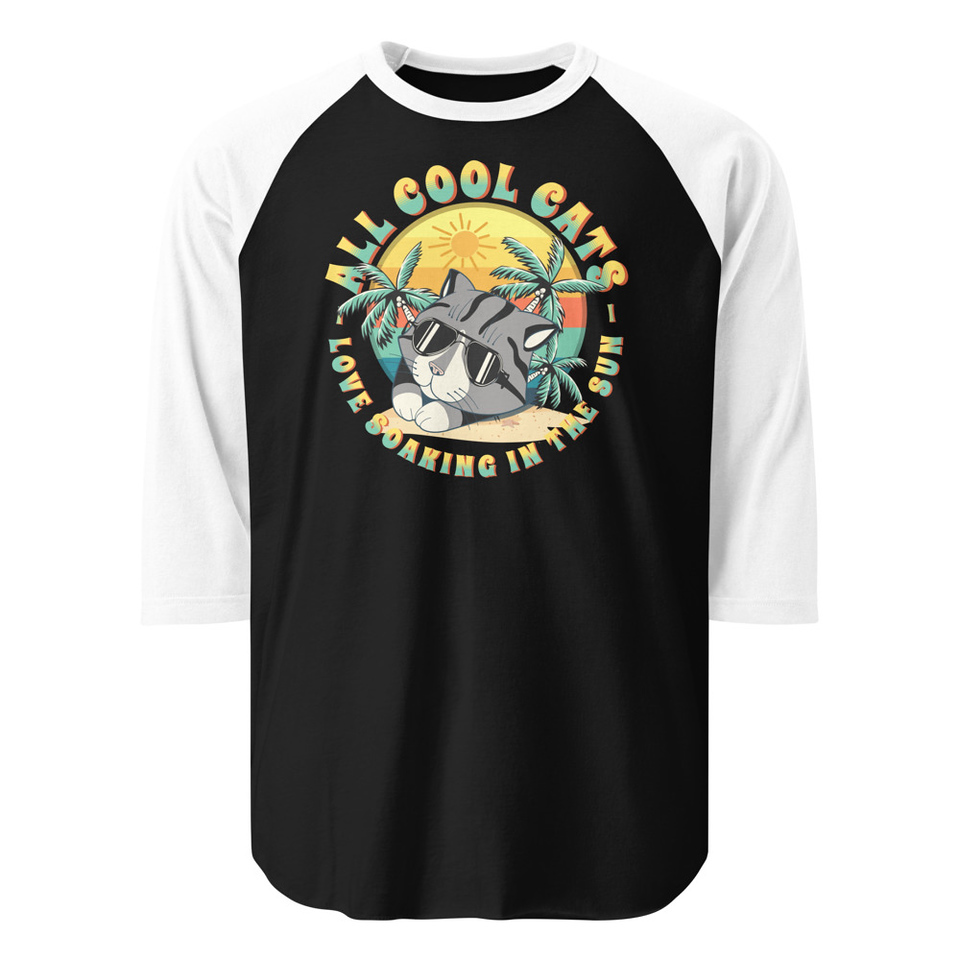 All Cool Cats - Sunset Beach Unisex 3/4 Sleeve Raglan Shirt