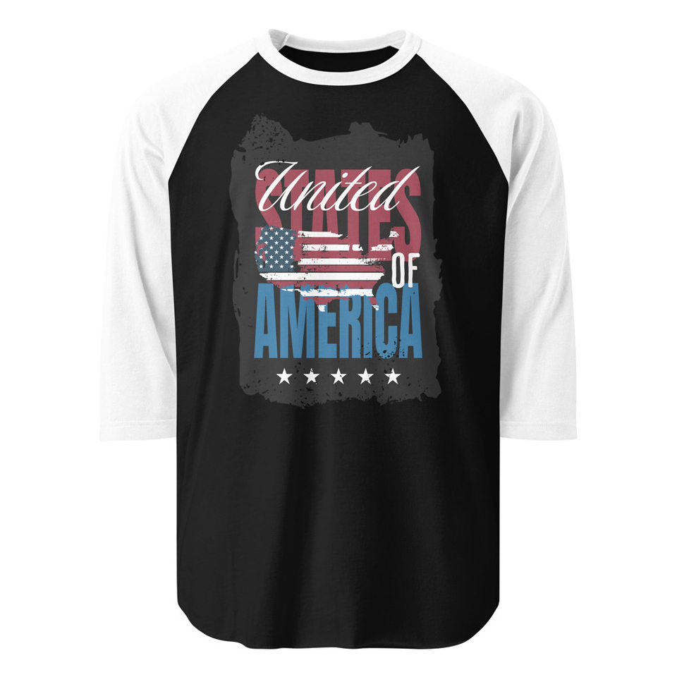 America (3) Unisex 3/4 Sleeve Raglan Shirt