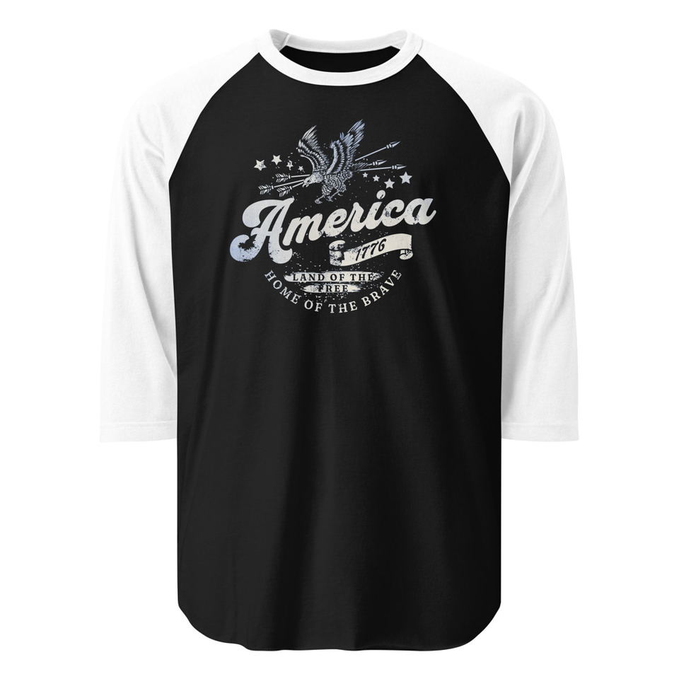 America 1776 Unisex 3/4 Sleeve Raglan Shirt