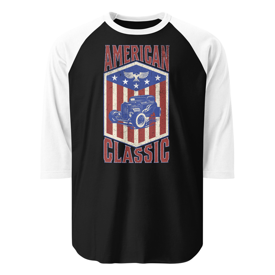 american classic Unisex 3/4 Sleeve Raglan Shirt