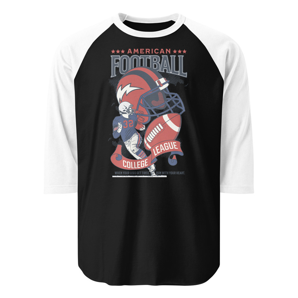American Football - Athletic College League Unisex 3/4 Sleeve Raglan Shirt