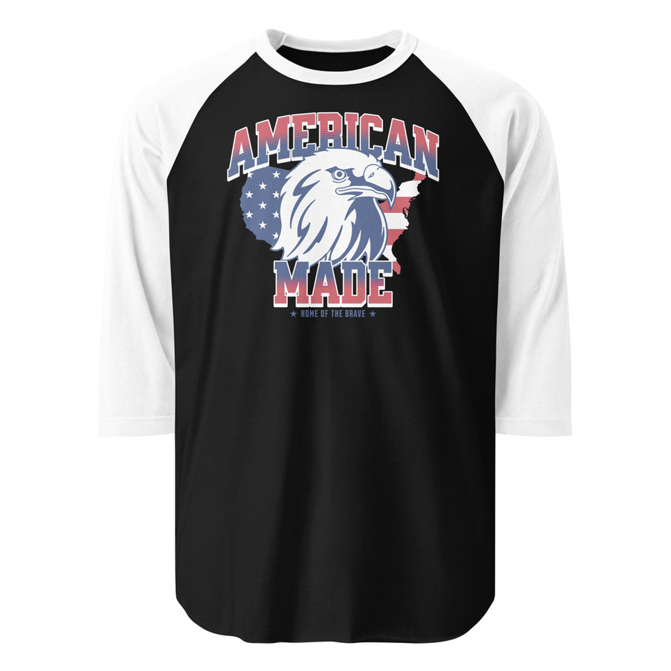 American Made Unisex 3/4 Sleeve Raglan Shirt