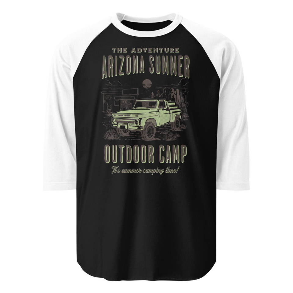 Arizona Outdoor Camp - Classic Truck Unisex 3/4 Sleeve Raglan Shirt