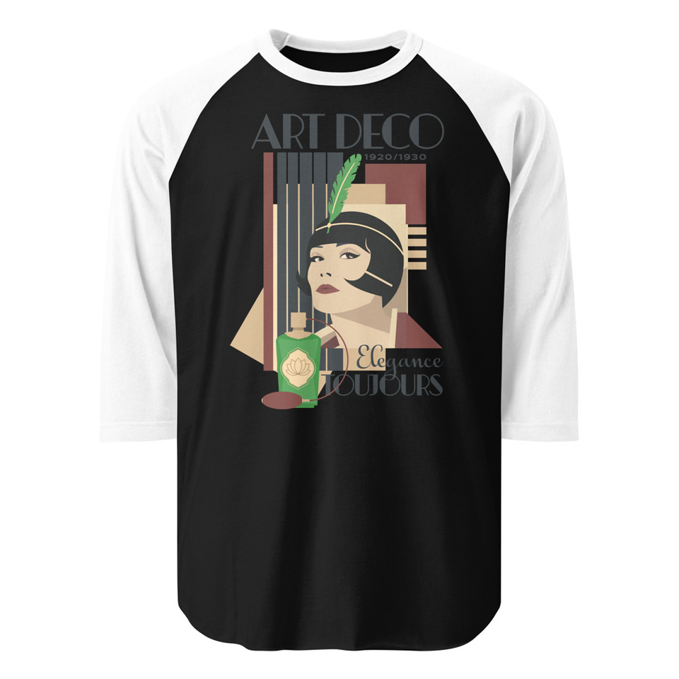 Art Deco Elegance Toujours Unisex 3/4 Sleeve Raglan Shirt