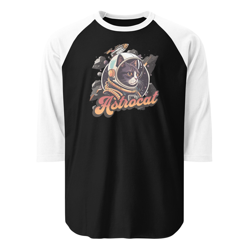 Astrocat - Retro graphic Unisex 3/4 Sleeve Raglan Shirt