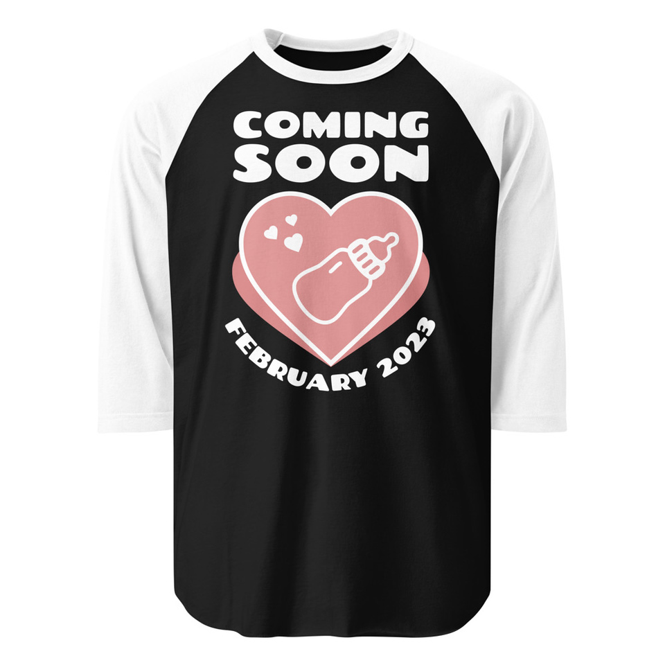 Baby Announcement - Feeding Bottle Unisex 3/4 Sleeve Raglan Shirt
