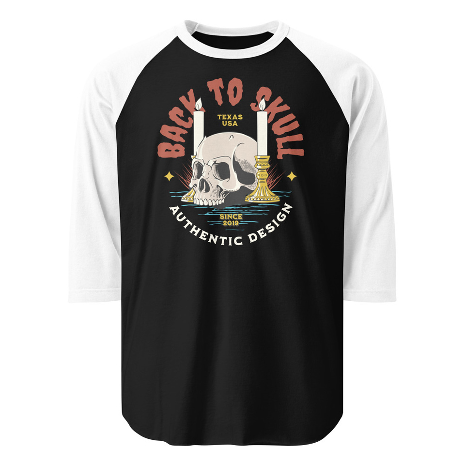 Back to Skull - Authenthic Design  Unisex 3/4 Sleeve Raglan Shirt