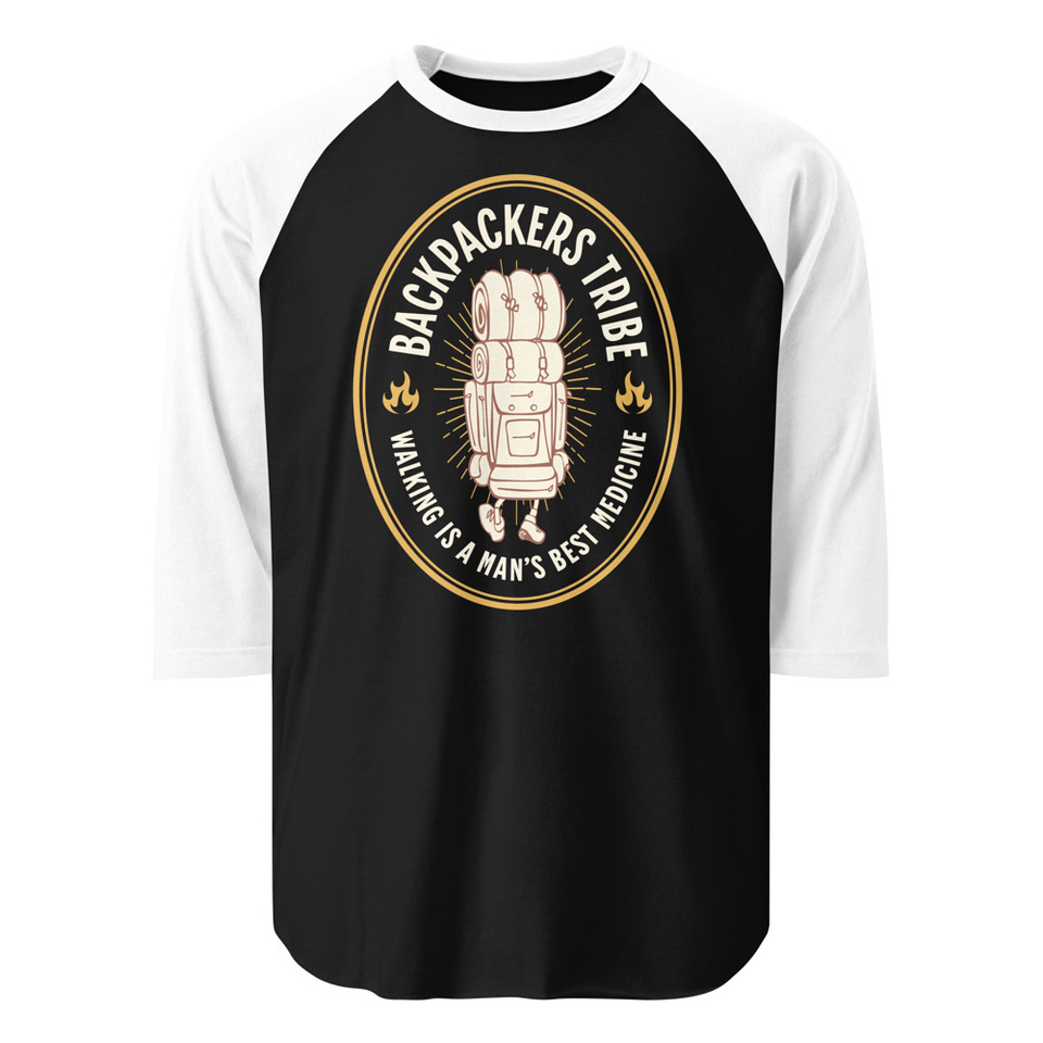 Backpackers Tribe - Adventure Badge Unisex 3/4 Sleeve Raglan Shirt