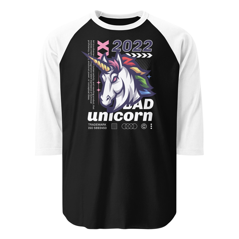 Bad Unicorn - Horse Unisex 3/4 Sleeve Raglan Shirt