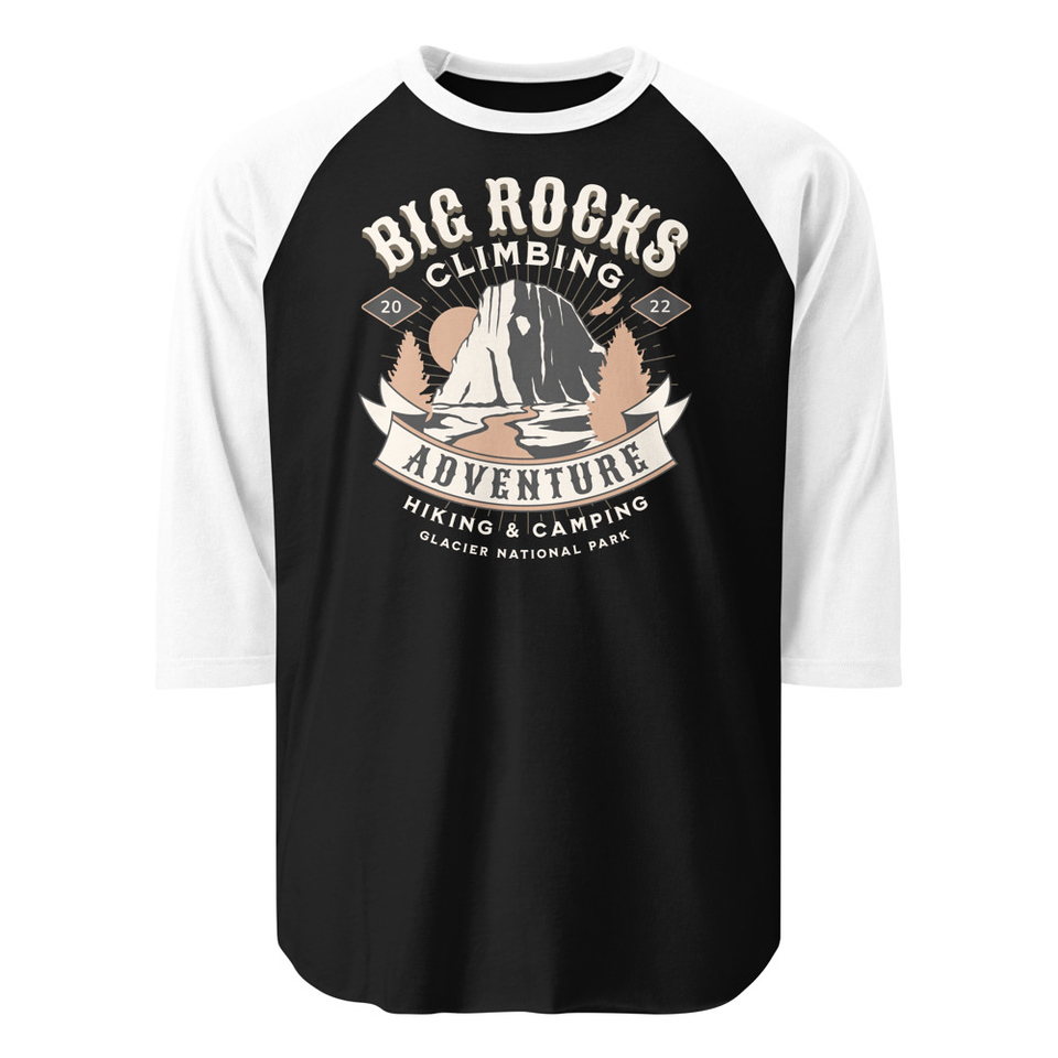 Big Rocks Climbing - Outdoor Adventure Unisex 3/4 Sleeve Raglan Shirt