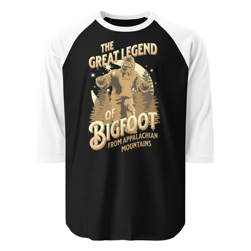 Bigfoot Legend  - Appalachian Forest Unisex 3/4 Sleeve Raglan Shirt