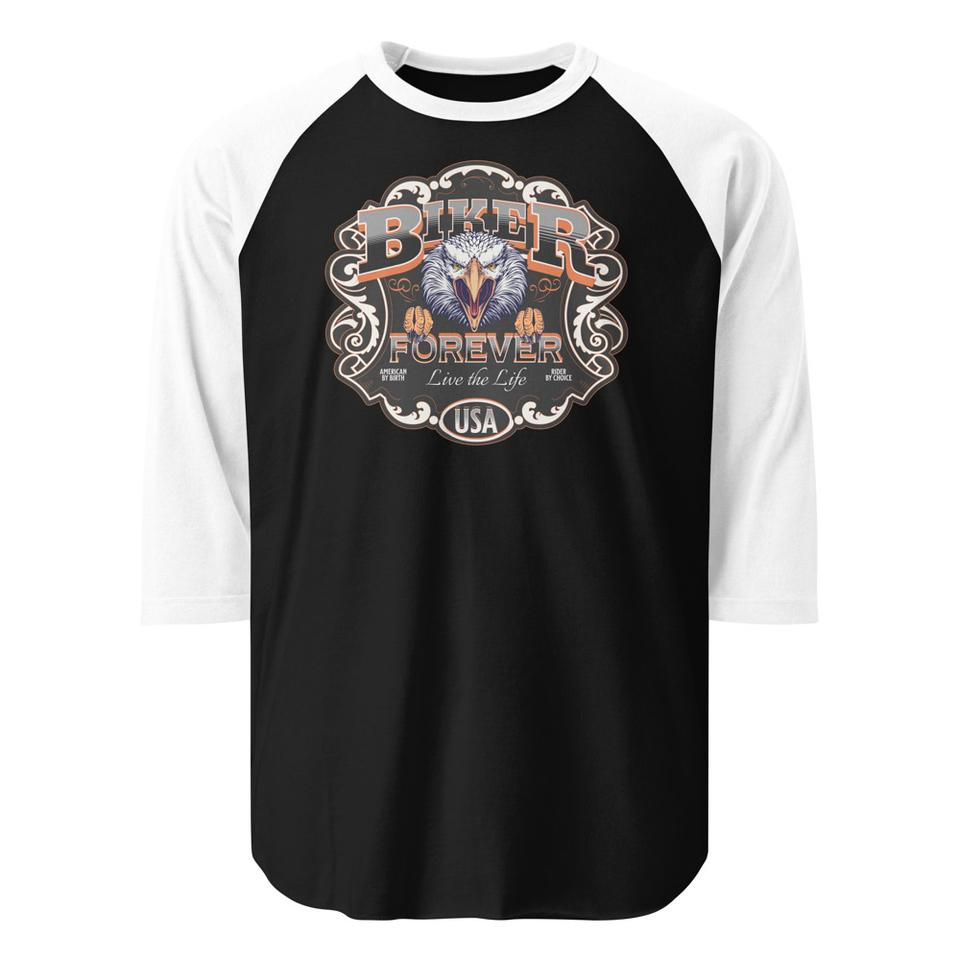 biker forever Unisex 3/4 Sleeve Raglan Shirt