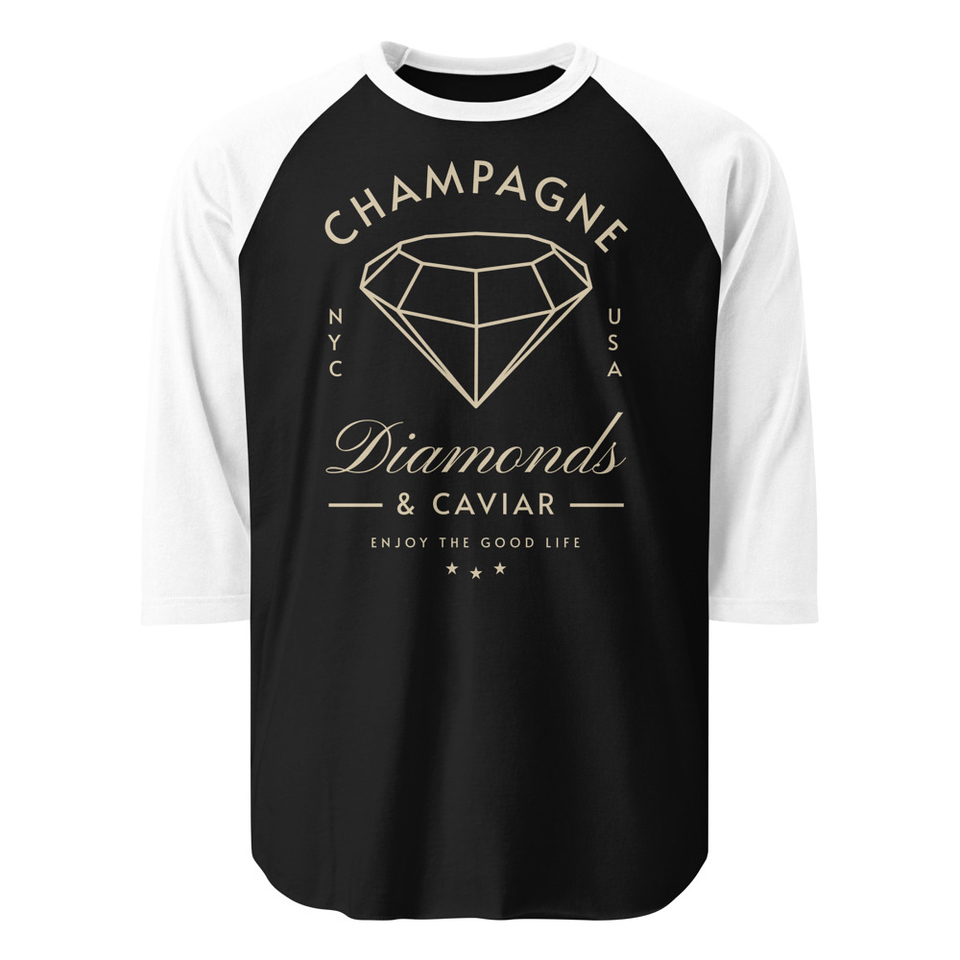 Black Diamonds - Elegant Unisex 3/4 Sleeve Raglan Shirt