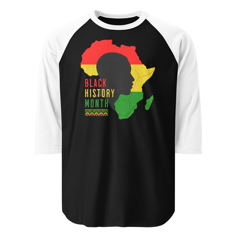 Black History Month - African Continent Unisex 3/4 Sleeve Raglan Shirt