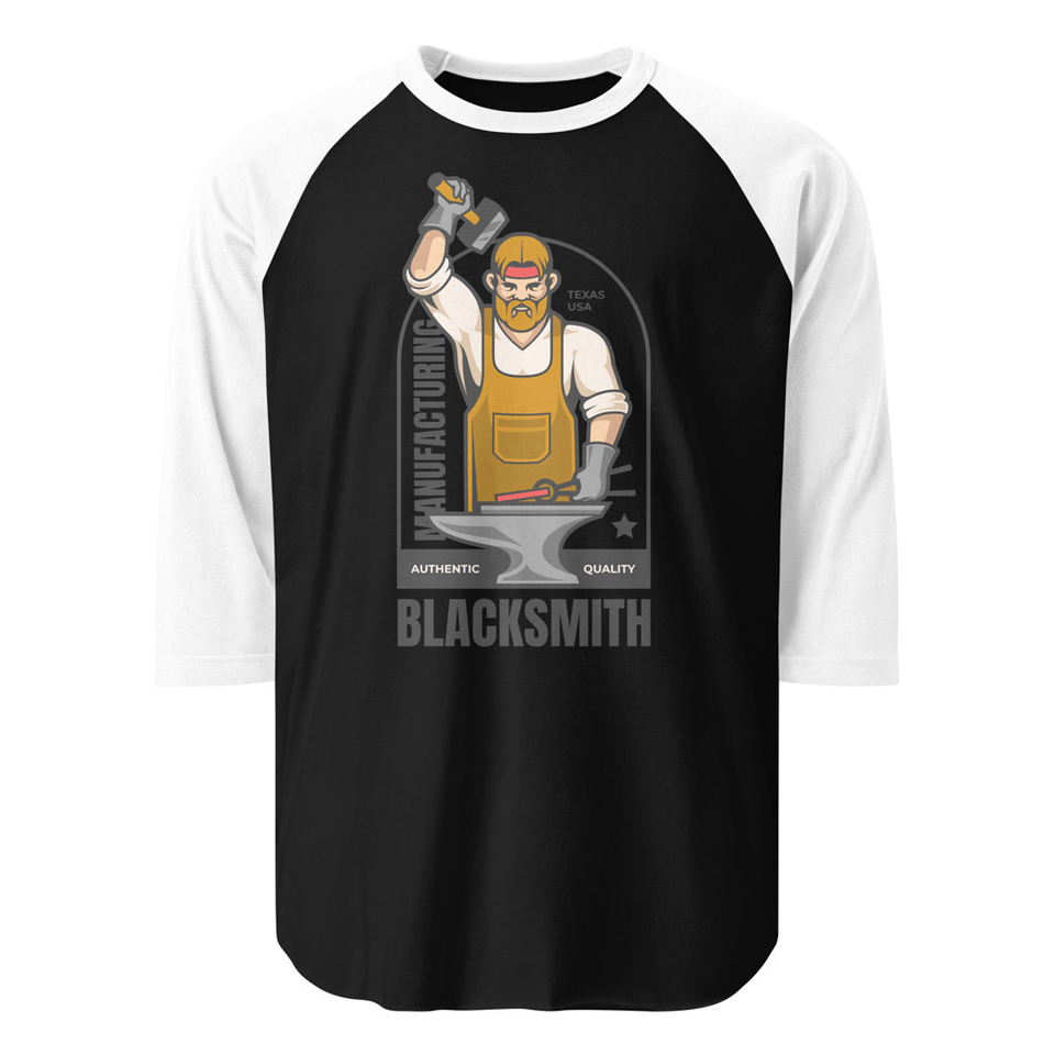 Blacksmith Workshop - Metalwork Unisex 3/4 Sleeve Raglan Shirt