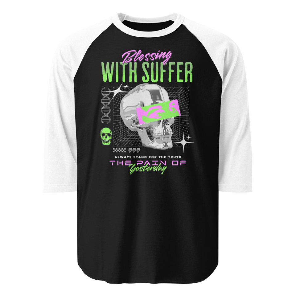 Blessing With Suffer Unisex 3/4 Sleeve Raglan Shirt